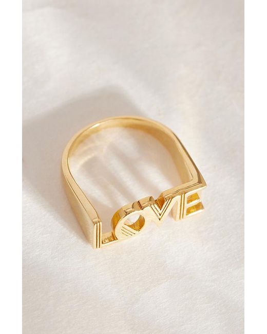 Rachel Jackson Metallic Gold-plated Art Deco Love Ring