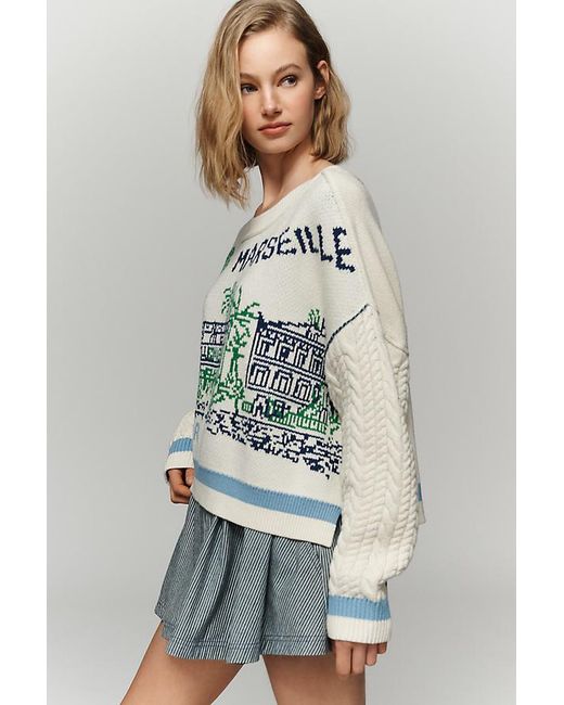Maeve Red Graphic Cable-Knit Jumper