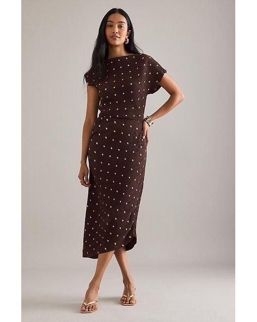 Never Fully Dressed Brown Desiree Jacquard Midi Dress