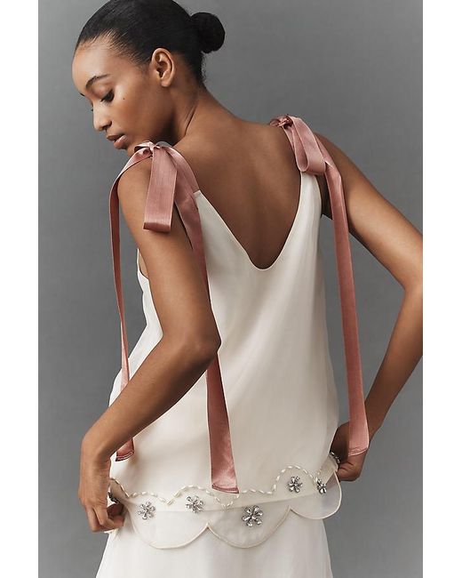 By Anthropologie Black Tie-Strap Crystal Tank Top