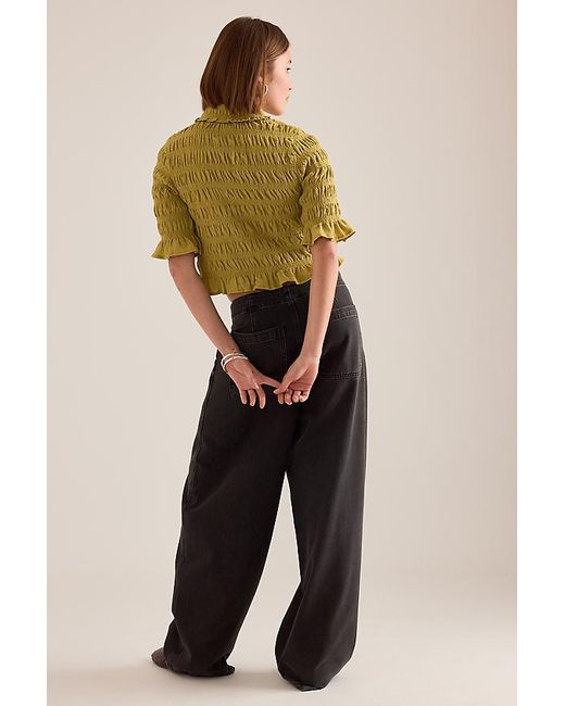 Maeve Green Ruffle Button-Front Top