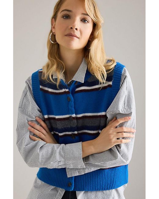 Damson Madder Blue Sofie Merino Wool Sweater Vest