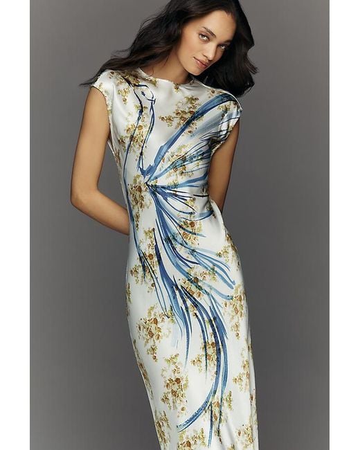 Maeve Gray Mock-Neck Midi Slip Dress