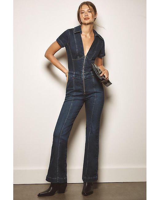 Pilcro Blue The Slim Flared Overalls By