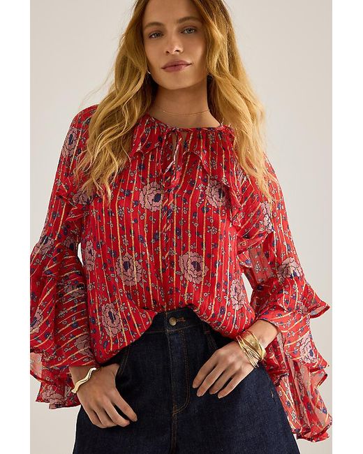Queen of Archive Red Annie Chiffon Blouse
