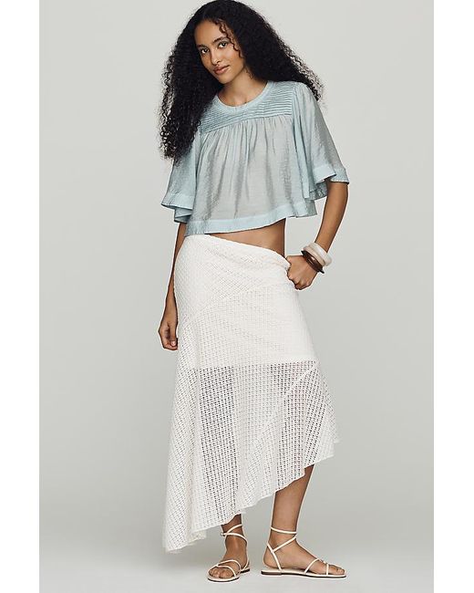 By Anthropologie Blue Seamed Yoke Top