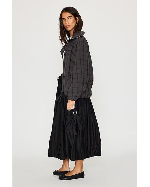 By Anthropologie Black Check Bomber Jacket