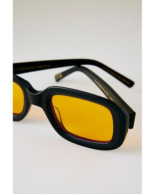 By Anthropologie Black Bevelled Rectangular Sunglasses