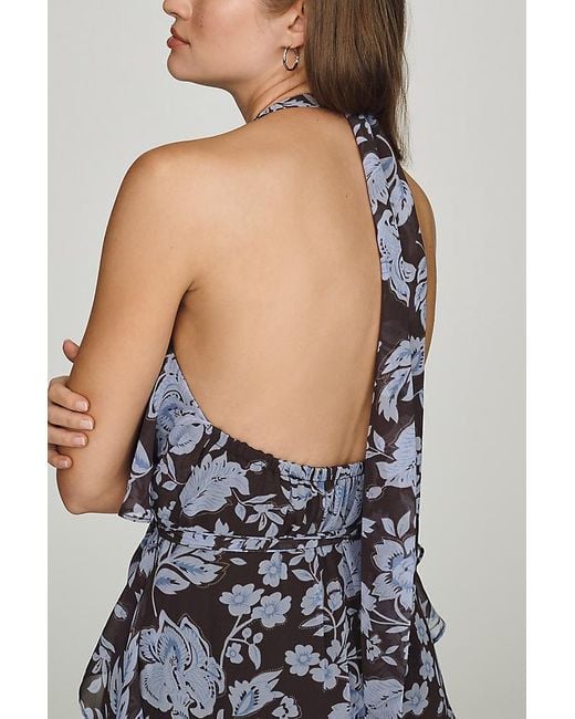 Astr White Halter Ruffled Maxi Dress