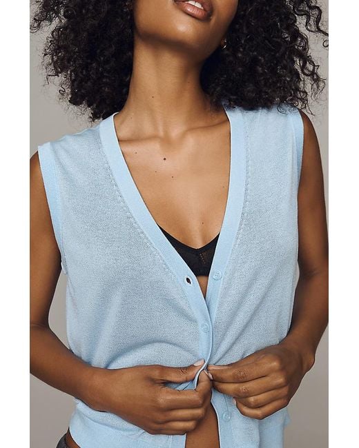 Pilcro White Knit Button-Front Vest