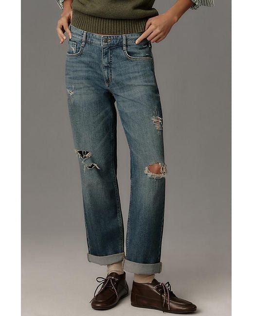 Pilcro Gray Baggy Boyfriend Mid-Rise Relaxed Jeans