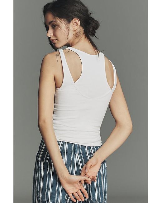 Pilcro White Double Layer Tank Top