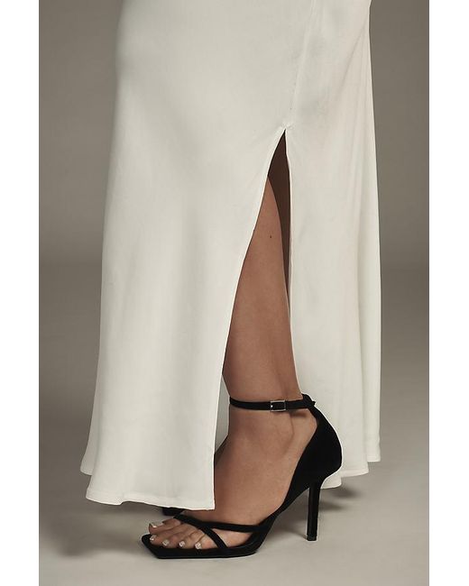 By Anthropologie Gray The Tilda Maxi Slip Skirt: Side Slit Edition