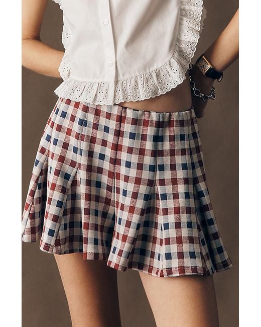 Maeve Black Godet Plaid Skort