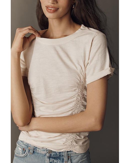 Pilcro Gray The Bennie Slim Crew Neck Cotton-Slub T-Shirt By Cinched Edition
