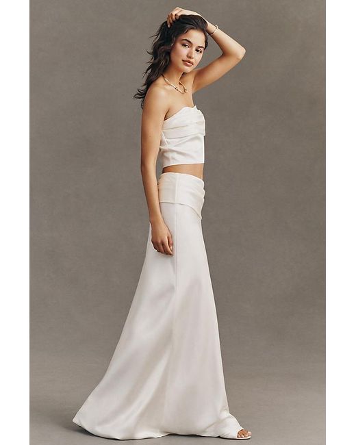 Mare Mare Gray Satin Maxi Skirt & Strapless Top Set