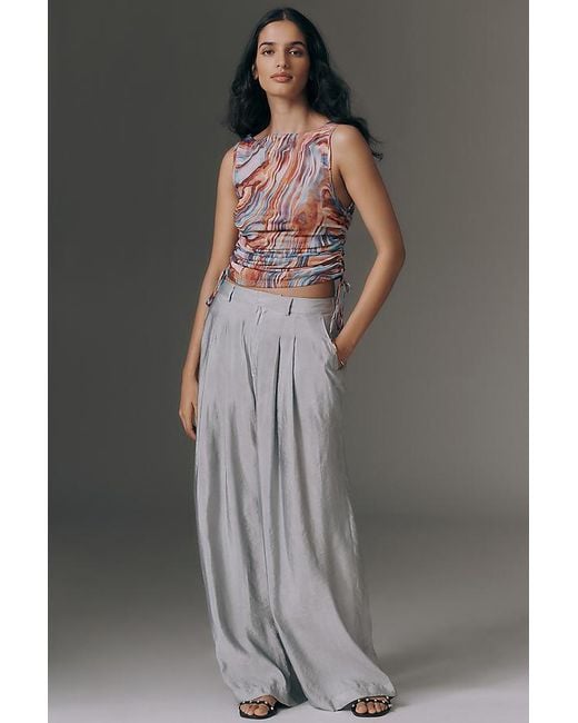 Maeve Gray The Avery Sheer Wide-Leg Trousers By
