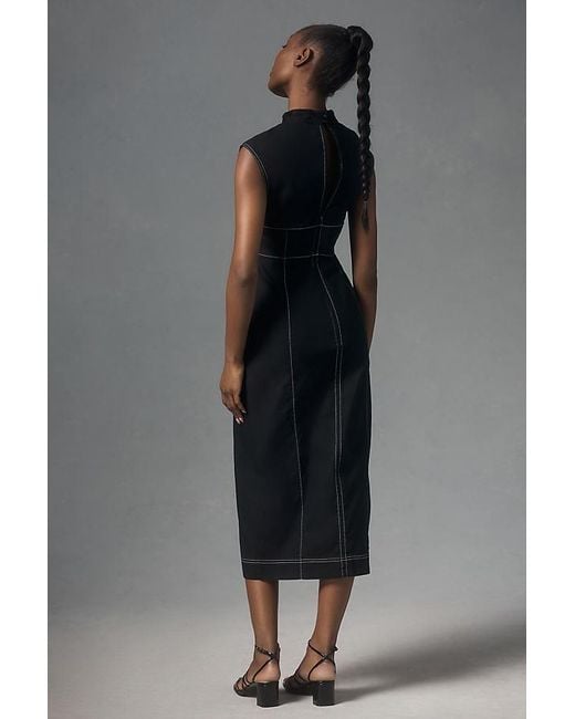 Maeve Black Scoop-neck Column Midi Dress