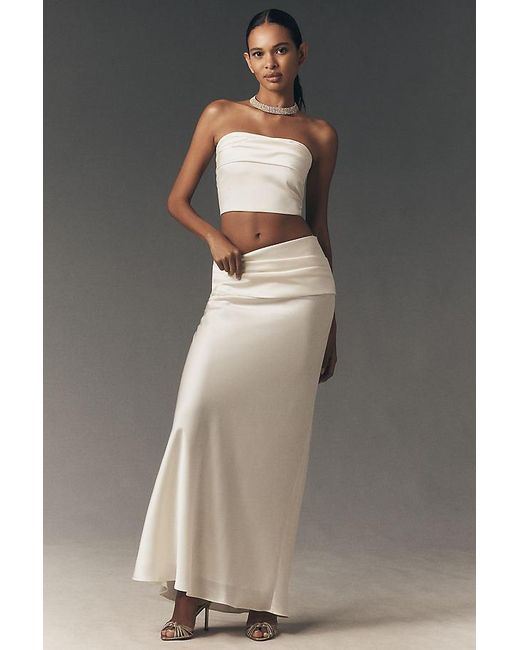 Mare Mare Gray Satin Maxi Skirt & Strapless Top Set