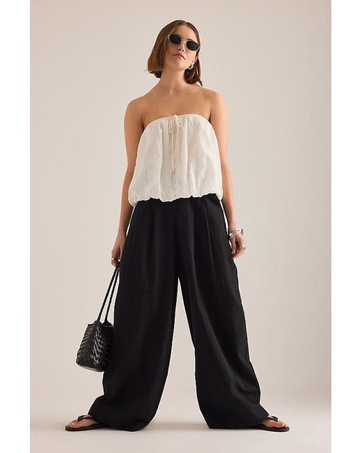 Maeve Natural The Avery Linen-Blend Pleated Trousers By