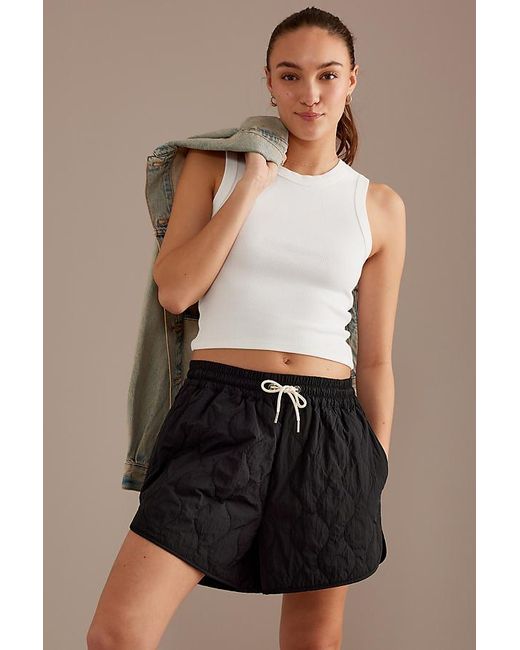 Varley Black Connell Quilted Pull-on Shorts