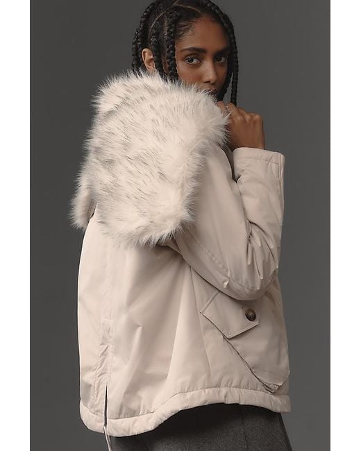 Pilcro Natural Utility Faux-Fur Hooded Parka Jacket