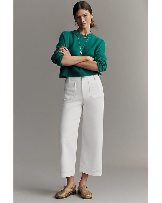 Maeve Gray The Colette Whipstitch High-Rise Crop Wide-Leg Jeans By