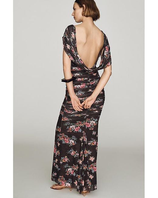AFRM Multicolor Celine Ruched Mesh Maxi Dress