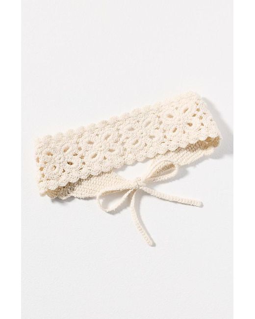 By Anthropologie Natural Cotton Crochet Headscarf