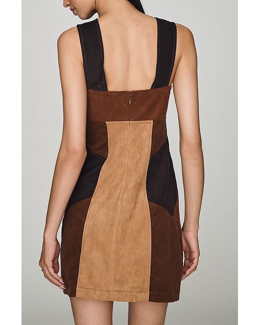 By Anthropologie Brown Faux-Suede Mini Shift Dress