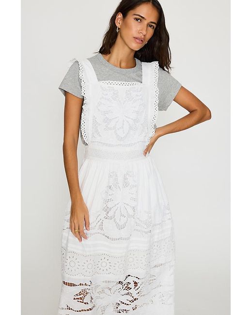 Bl-nk White Cutwork Midi Apron Dress