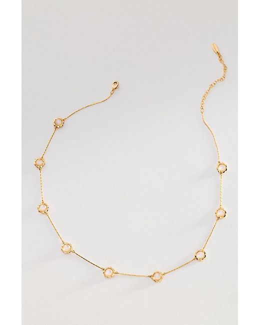By Anthropologie Natural Delicate Dotted Stone Necklace