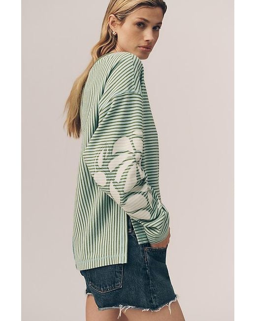 Pilcro Green Cotton Bonfire Long-Sleeve Top