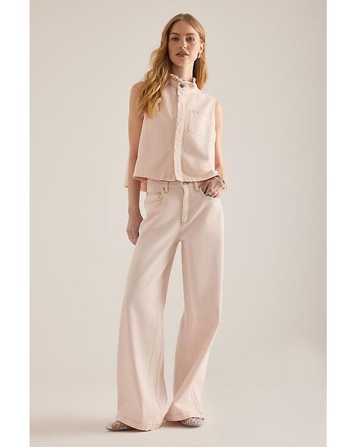 seventy + mochi Natural Bay Blush High-Rise Wide-Leg Jeans