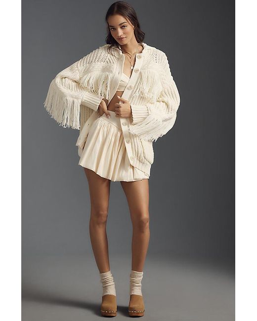Maeve Gray Fringed Oversized Cardigan