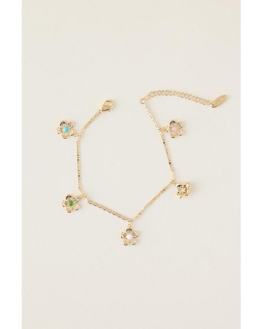 By Anthropologie Brown Plated Floral Daisy Charm Bracelet