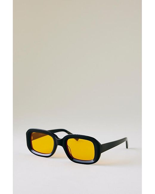 By Anthropologie Black Bevelled Rectangular Sunglasses