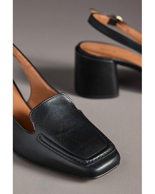 Maeve Gray Slingback Loafer Block Heels