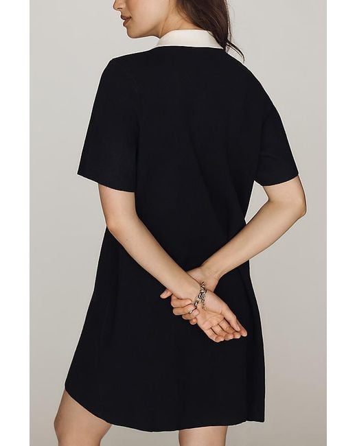 By Anthropologie Black Pollie Mini Swing Jumper Dress