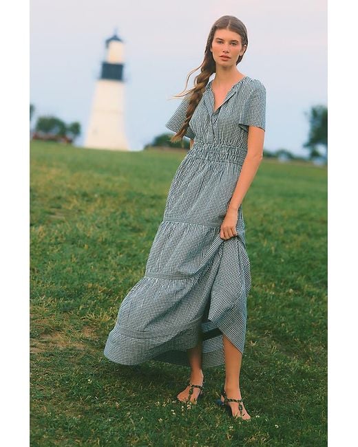 By Anthropologie Green The Somerset Gingham Maxi Dress