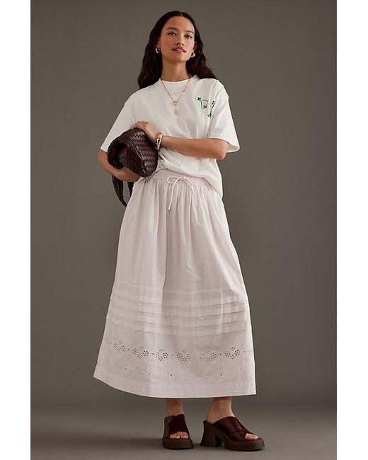 Damson Madder Brown Kelsey Broderie Anglaise Tiered Midi Skirt