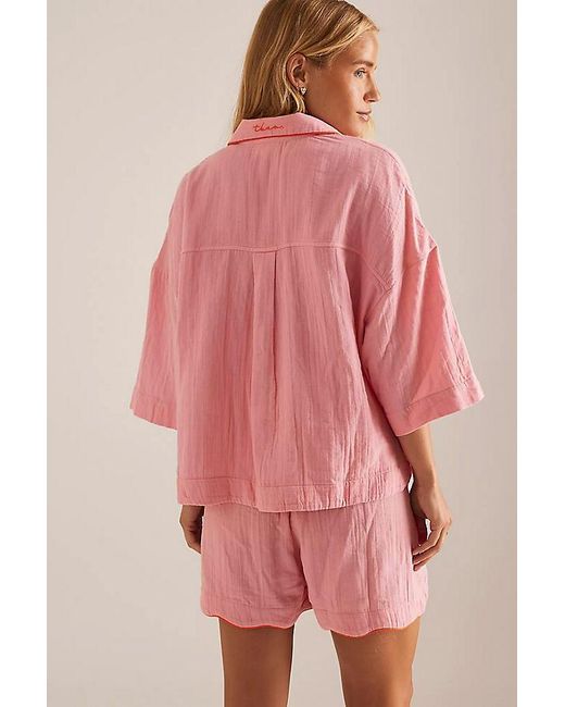 TBCo Pink Short Scallop-Trim Pyjama Set