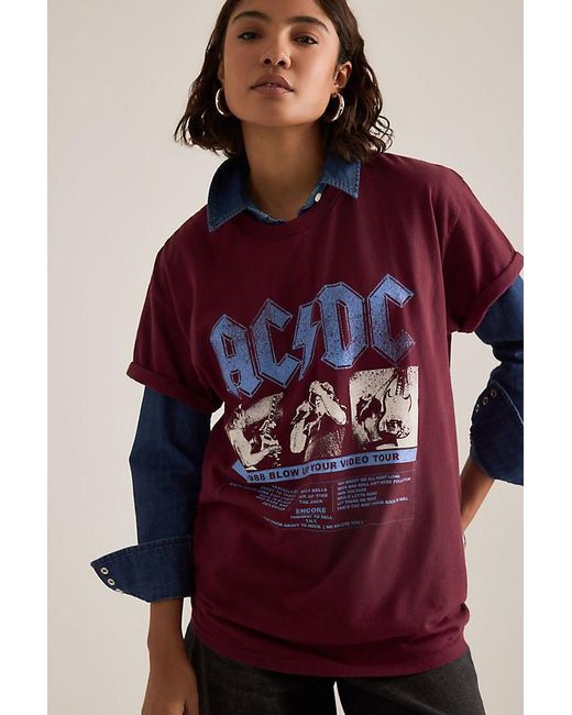 By Anthropologie Red Acdc Graphic Boyfriend T-Shirt