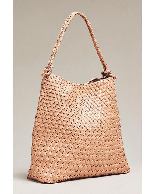 By Anthropologie Natural Woven Knotted-Strap Bucket Bag