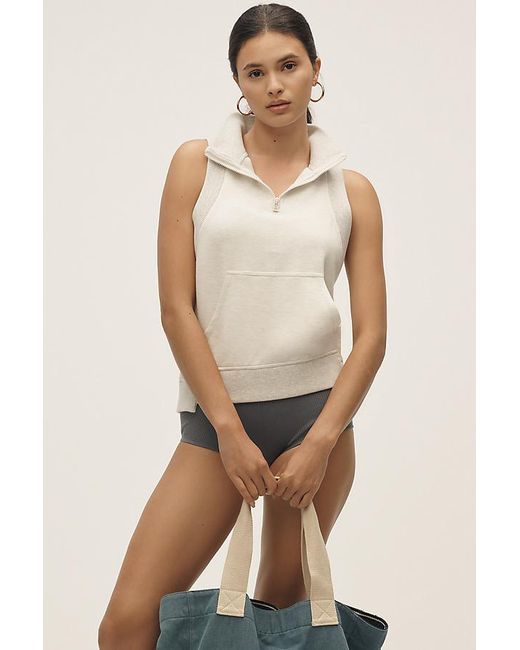 Daily Practice Natural Sleeveless Half-Zip Sweatshirt