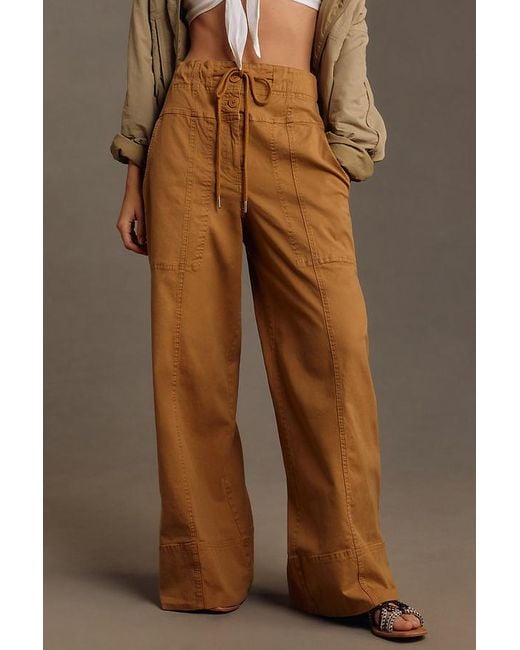 Maeve Brown Utility Wide-leg Trousers