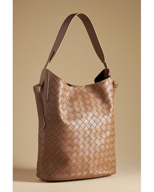 By Anthropologie Brown Woven North South Bucket Bag