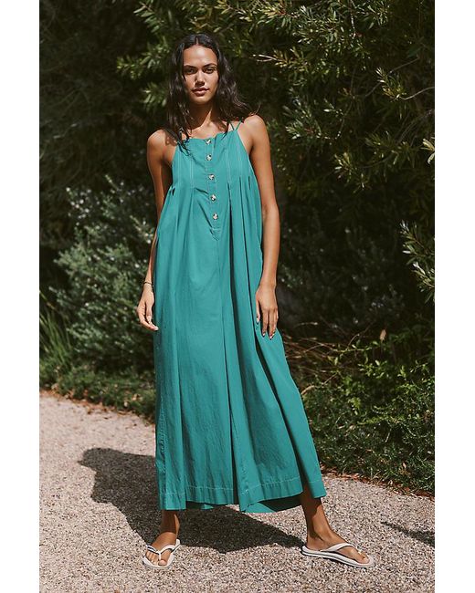 Celandine Green Button-Front Open-Back Jumpsuit