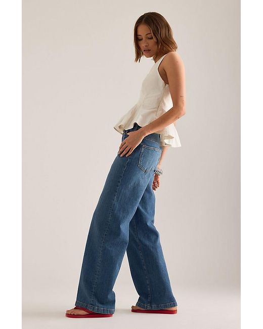 PAIGE Blue Anessa Patch Pocket Wide-Leg Jeans