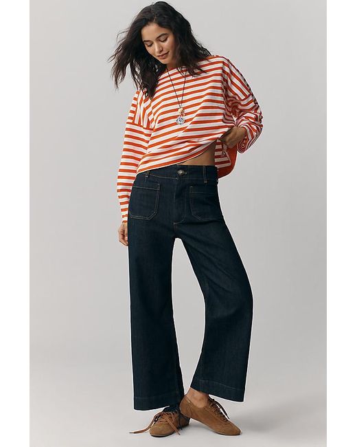 Maeve Blue The Colette Cropped Wide-Leg Jeans By